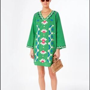 Green Embroidered Swim Cover-Up